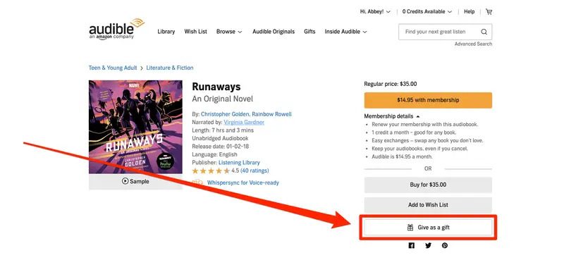 Gift Audible Audiobook